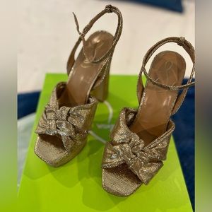 Sam Edelman Kristen Platform Sandal in Gold Snake Leather